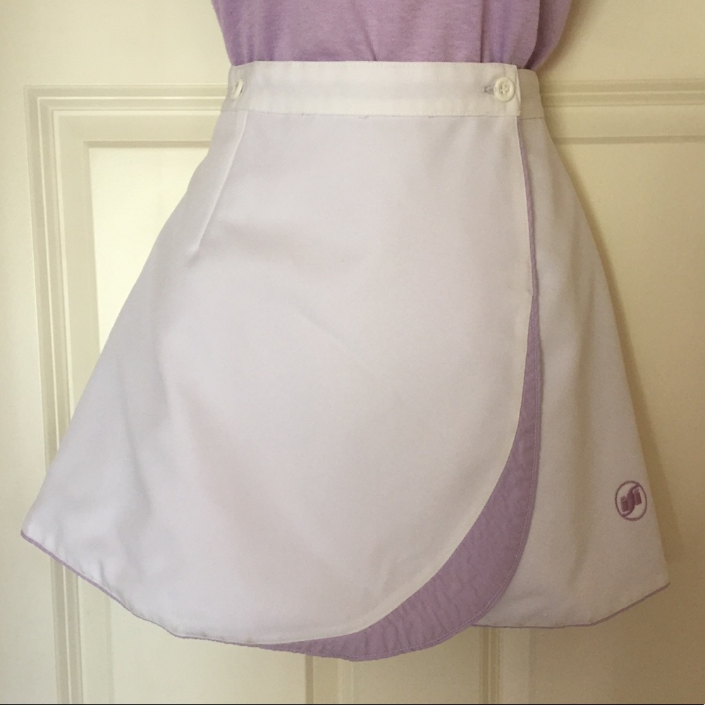 Vintage Lilac/White Wrap around Skirt 24”-25”waist